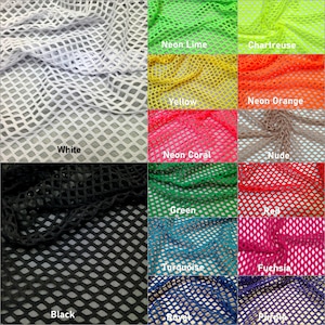 14 Gorgeous Colorful Big Hole 0.5 Inch Diamond Mesh Stretch Polyester Spandex Fishnet Fabric - 58 to 60 Inches Wide
