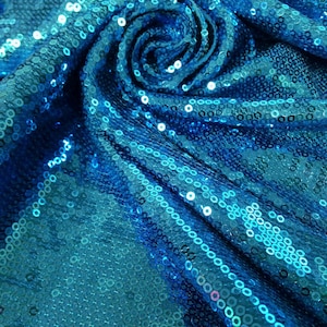 13 COLORS, 3mm Mini Micro Glossy Sequins on Stretch FDY Knit Jersey Polyester Spandex Fabric - 52 to 54 Inches Wide - By the Yard or Bulk