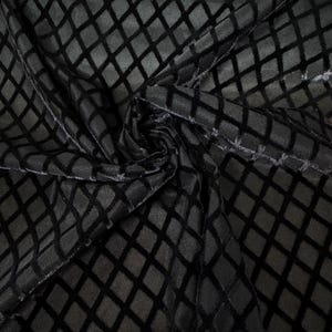 Terciopelo quemado de diamante sobre tela de poliéster spandex negra cortada a medida/Al por mayor/Tela para nosotros/