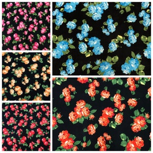Wunderschönes Blumenmuster auf Polyester Spandex 2-Wege-Stretch-Gewebe