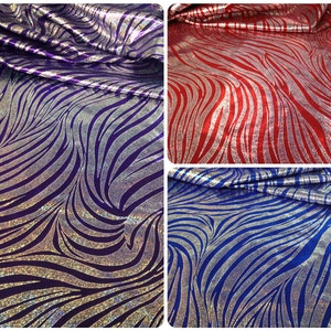 Zebra Pattern Shiny Holographic Foil on Finger Foil Heavy Stretch Nylon Spandex Fabric