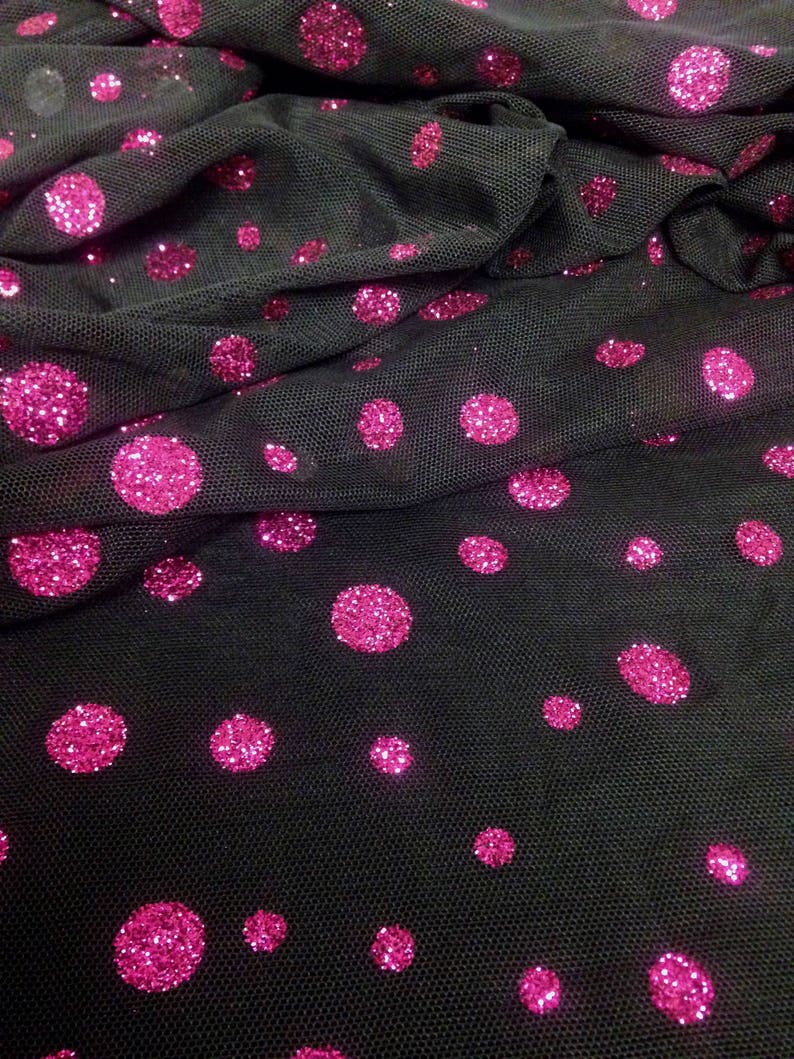 Sparkly Polka Dot Glitter on Black Stretch See Through Etsy