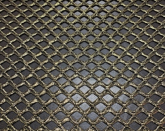 Silver, Gold, or White Mettalic Big Hole 0.5 Inch Diamond Mesh With Shiny Foil Polyester Spandex Fishnet | Fabric For Us |