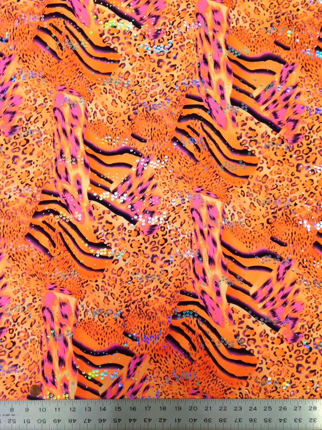 Mixed Animal Print W/ Holographic Faux Sequins on Stretch Etsy