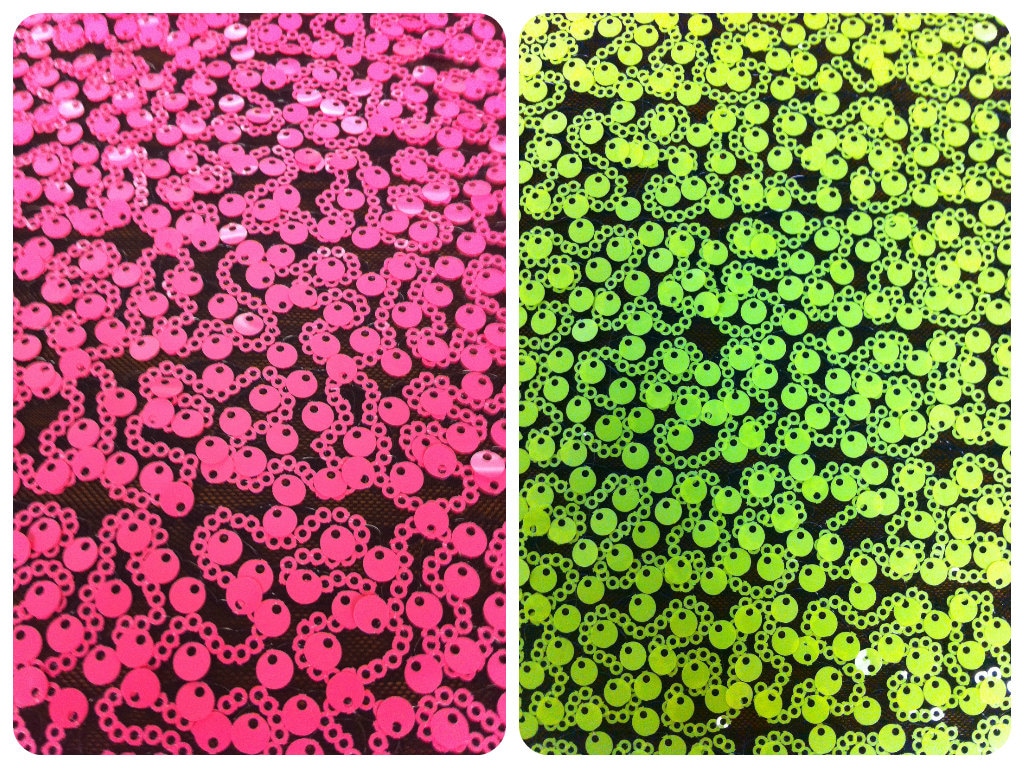 Neon Zebra Pattern 2.5mm Micro Mini Sequins on Non-Stretch Nylon Mesh Fabric 