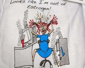 Sembra che io sia senza estrogeni - Camicia da notte o copricostume impreziosito da pietre e borsa per il trasporto - 100% cotone taglia unica