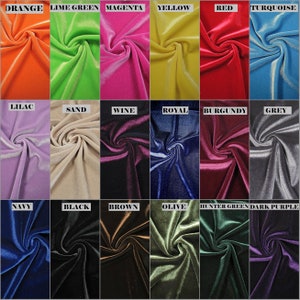 43 COLORS TOTAL, Elegant Thick Solid Polyester Spandex Velvet 4-way Stretch Medium Weight | Fabric For Us |