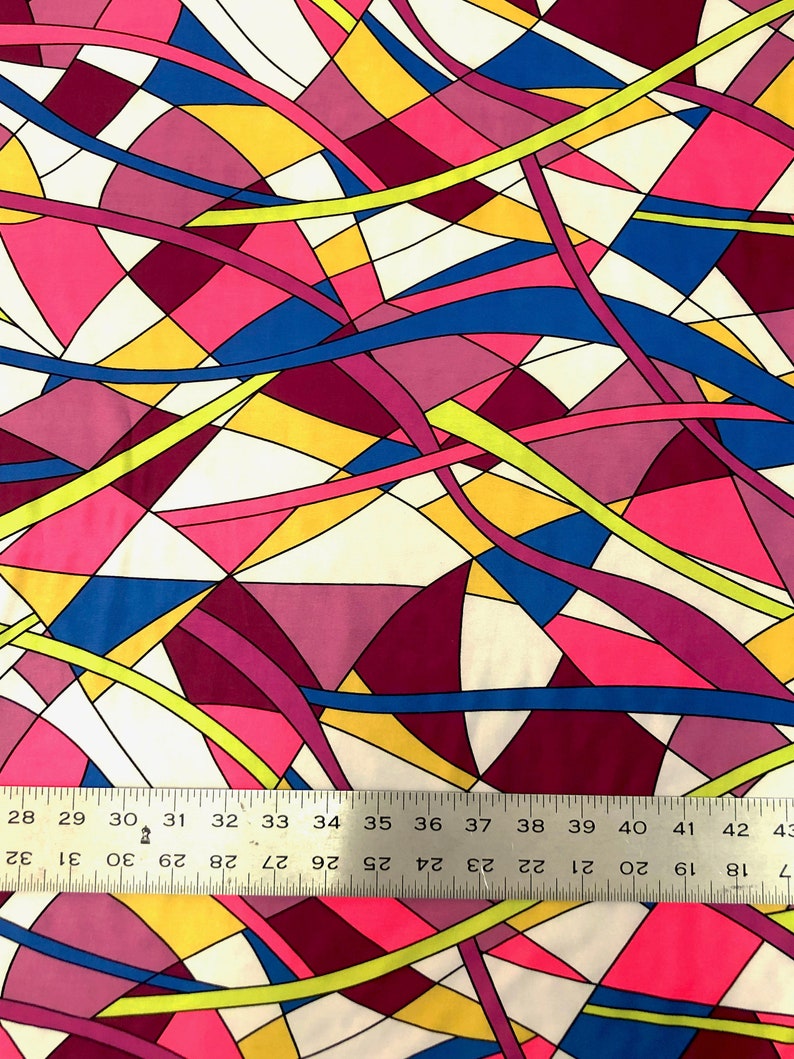 Polyester Venezia 2 Ways Stretch Bright Multi Color Abstract Design