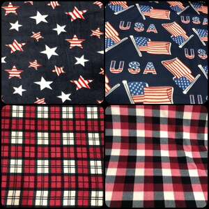 Assorted American Pride Fleece Fabric by the Yard