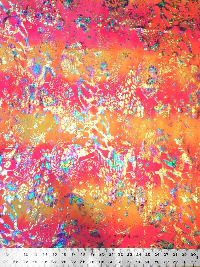 Shiny Rainbow Foil Abstract Pattern on Bright Crease Stretch - Etsy