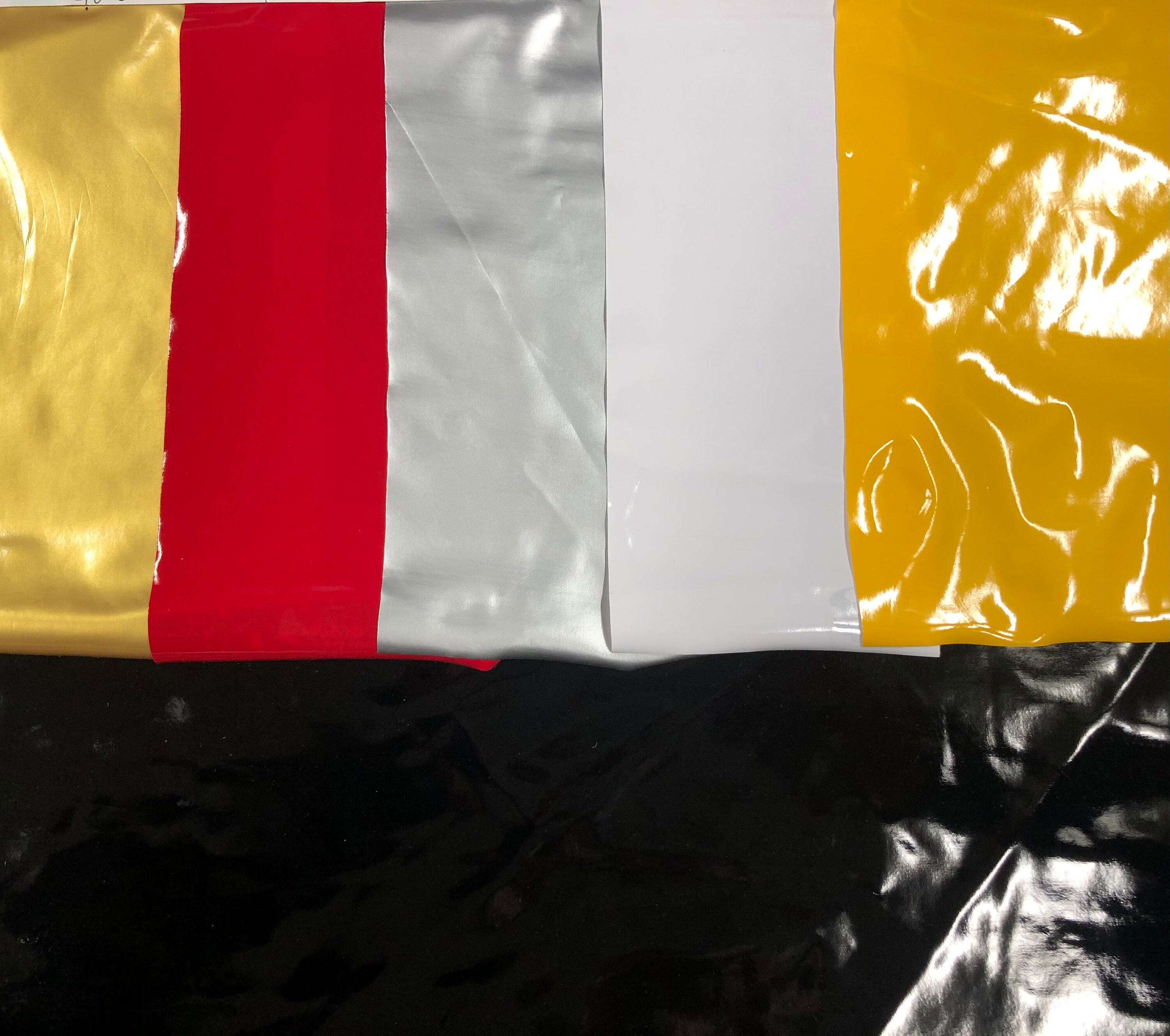 Polyester Spandex Shiny Faux Liquid Vinyl 2 Ways Stretch Fabric -   Canada