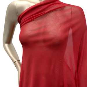 Polyester Stretch Triple Mesh See-Through w/Glitter Fabric by The Yard/Bulk N-148-R Red