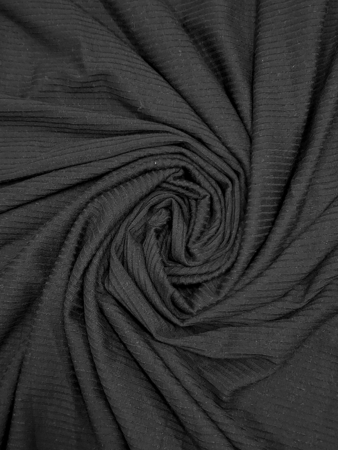 2x1 Black Ribbed Knit Polyester Fabric by the Yard Etsy