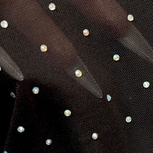 NUEVA Hermosa y elegante malla elástica con diamantes de imitación (multicolor o alineados) Tela cortada a medida o rollo (NEGRO) / Tela para nosotros / imagen 7