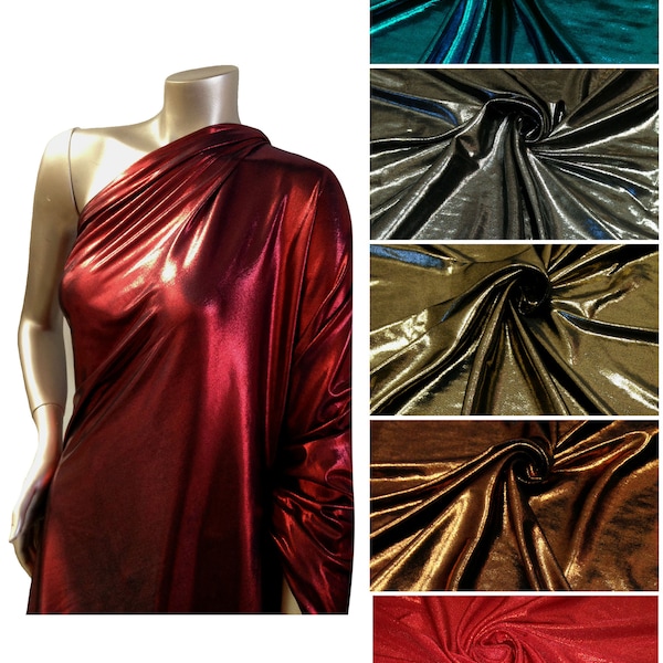 Shiny All Over Foil on Stretch Lightweight Polyester Slinky Spandex FABRIC - 57 to 58 Inches Wide - By the Yard or Bulk