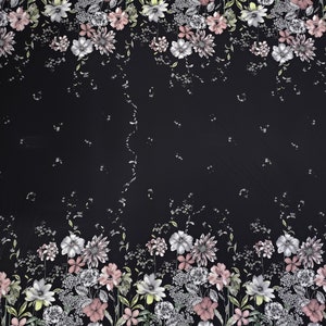 Polyester Spandex 2 Way Stretch Light Weight Border Floral Print