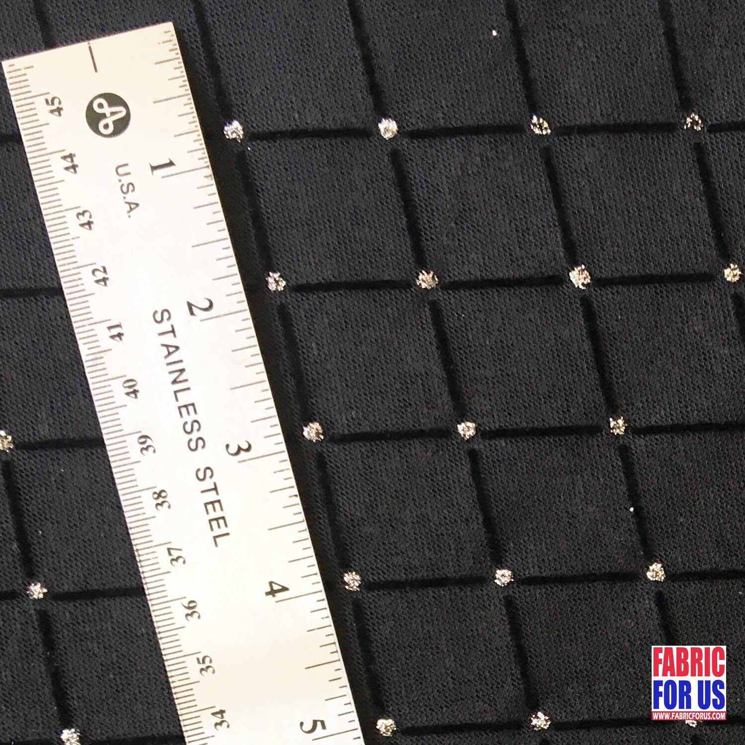 Diamond Design Flocking Mesh W/ Silver Glitter Stretch Fabric Black 64 ...