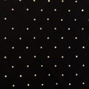 NUEVA Hermosa y elegante malla elástica con diamantes de imitación (multicolor o alineados) Tela cortada a medida o rollo (NEGRO) / Tela para nosotros / Aligned