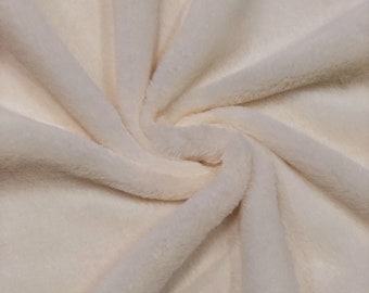 Niet-rekbaar polyester, zwaargewicht zacht imitatiebont ivoor ruige stof - op maat gesneden/bulkuitverkoop