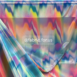 Polyester Spandex 4 ways Stretch with Hologram Shiny Abstract Foil Design_ Fabric by the Yard/Bulk