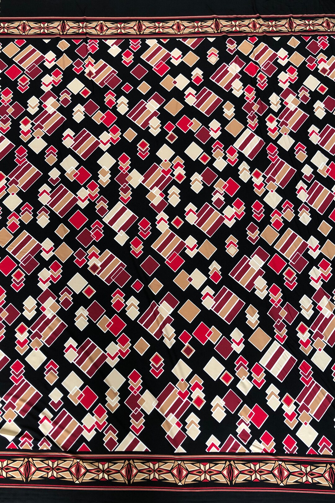Polyester Squres Abstract Squares on Polyester Spandex 2 Way Stretch Fabric by the Yard ...