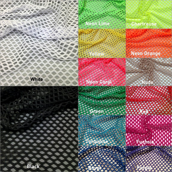 Colorful Big Hole 0.5 Inch Diamond Mesh Stretch Polyester Spandex Fishnet  Fabric 58 to 60 Inches Wide by the Yard 