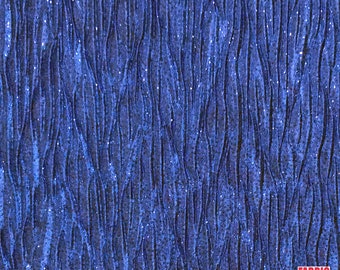 Tela 100% poliéster azul arrugada con purpurina de 58" de ancho / Fabric For Us /