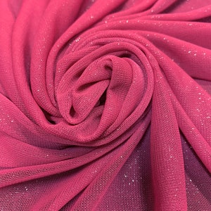 Polyester Stretch Triple Mesh See-Through w/Glitter Fabric by The Yard/Bulk N-148-Q Fuchsia