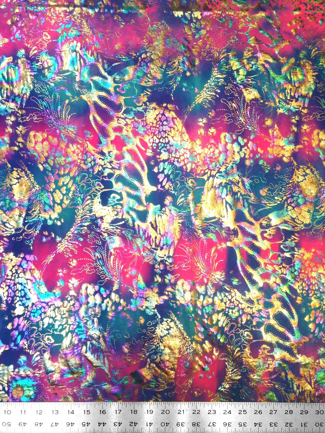 Shiny Rainbow Foil Abstract Pattern on Bright Crease Stretch - Etsy