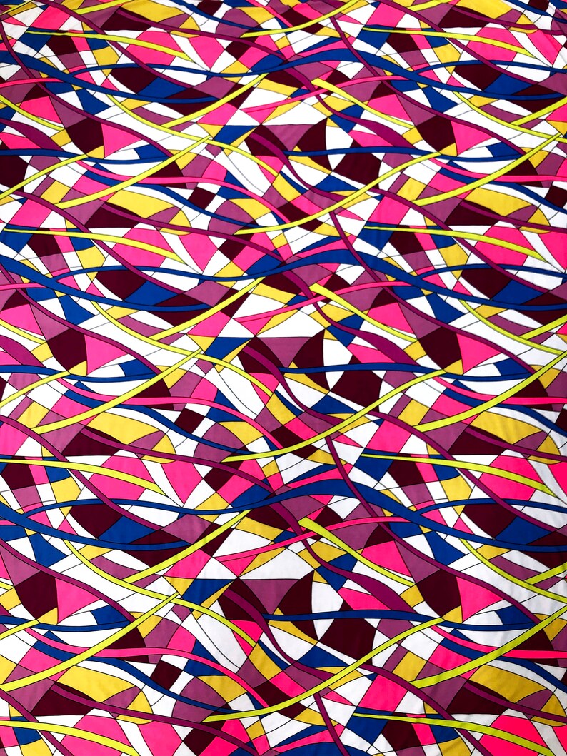 Polyester Venezia 2 Ways Stretch Bright Multi Color Abstract Design