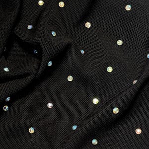 NUEVA Hermosa y elegante malla elástica con diamantes de imitación (multicolor o alineados) Tela cortada a medida o rollo (NEGRO) / Tela para nosotros / imagen 8