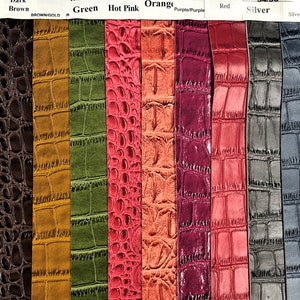 Heavy Polyester Mixed Big Crocodile Faux Skin Design Shiny & Matte Fabric_by_the_yard