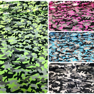 Neon Mini Camouflage Pattern Matte Foil on Bright Heavy Stretch Nylon Spandex Fabric - 58 to 60 Inches Wide - By the Yard/Bulk