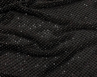 New!!! 3 COLORS High quality Elegant Iridescent Rhinestones on thick Poly Spandex Stretch Fishnet Fabric by the Yard