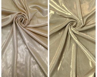 Gold Shiny Foil on Stretch Lightweight Polyester Slinky Spandex FABRIC - 57 to 58 Inches Wide - By the Yard or Bulk