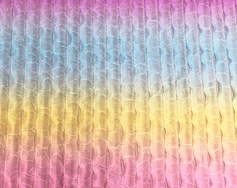 Pastel Multi Colors on 1" Ruffles 2 Way Stretch Polyester Spandex Fabric by the Yard
