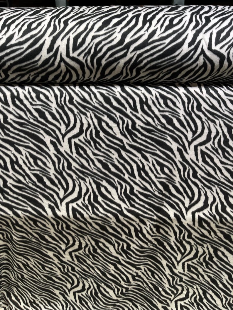 Exotic Black and White Zebra Stripes Print on Cozy Fleece | Fabric for ...