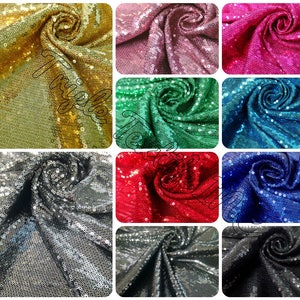 3mm Mini Micro Shiny Sequins on Stretch FDY Knit Jersey Polyester Spandex Fabric - 52 to 54 Inches Wide - By the Yard or Bulk