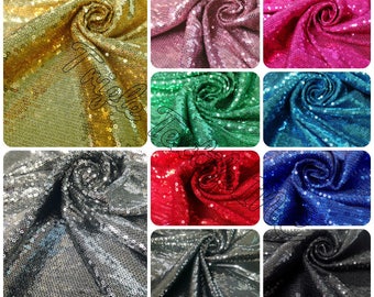 3mm Mini Micro Shiny Sequins on Stretch FDY Knit Jersey Polyester Spandex Fabric - 52 to 54 Inches Wide - By the Yard or Bulk