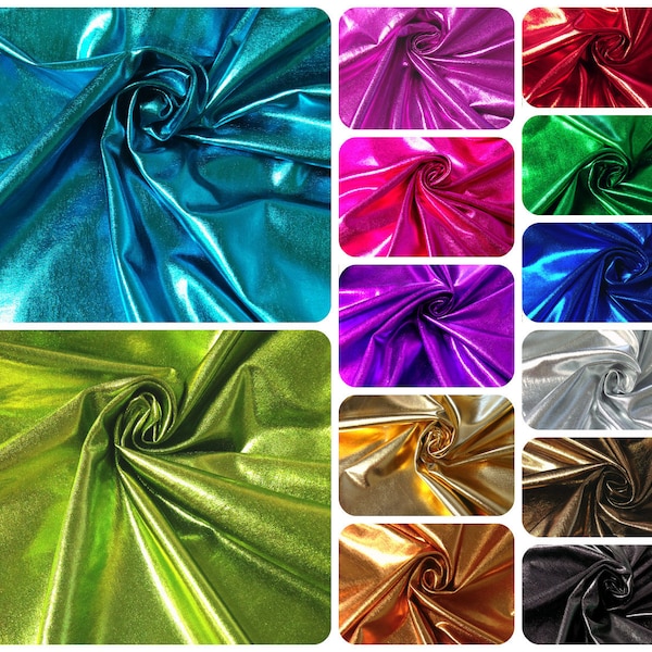 Tissu coloré brillant sur l'ensemble du tissu jersey polyester élasthanne, maille légère et extensible - 58 à 60 pouces de large - par mètre ou en vrac