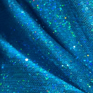 10 COLORS, 3mm Mini Micro Holographic Glossy Sequins on Stretch Polyester Spandex Fabric - 54 Inches Wide - By the Yard or Bulk
