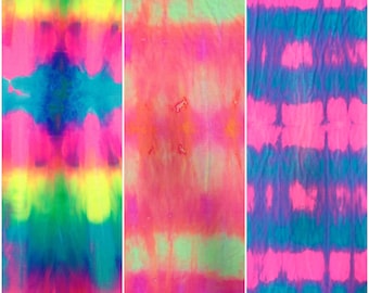 Tie Dye Multi-Color Pattern on 4 ways Stretch Nylon Spandex Shiny Tricot Fabric