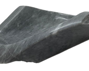 Handmade Yule Marble Bowl Sculpture: Charcoal Gray Art Gallery Piece