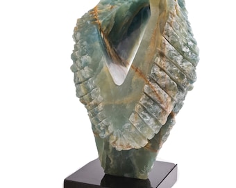 Handcut Onyx Sculpture: 'Stone Onyx Birth' by Robin Antar