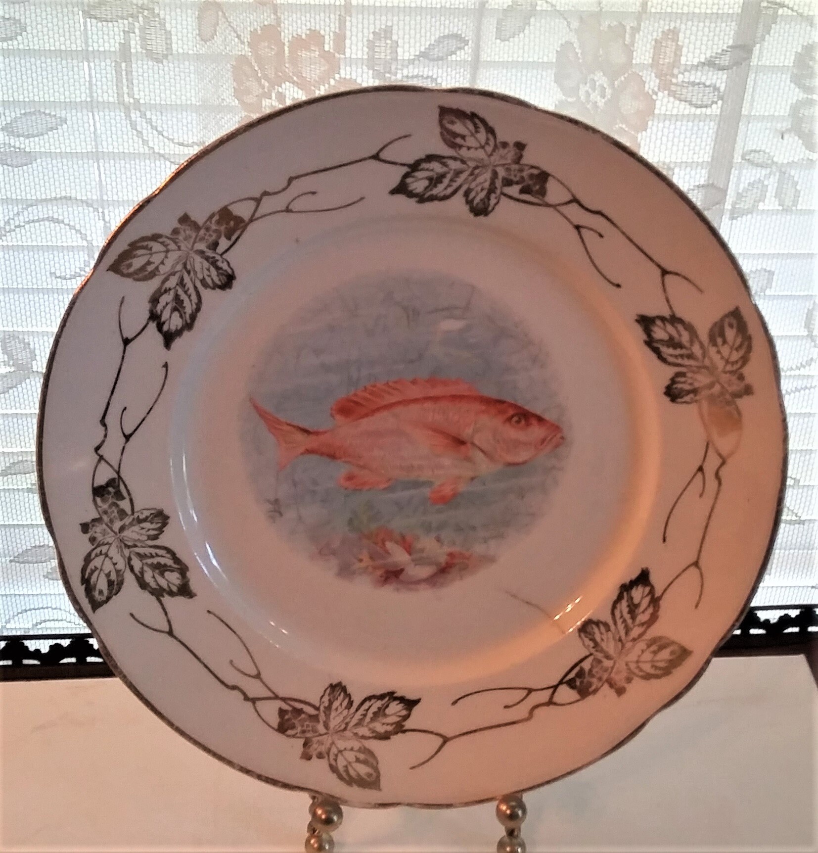 3 Vintage Antique Fish Plates Red Snapper Etsy