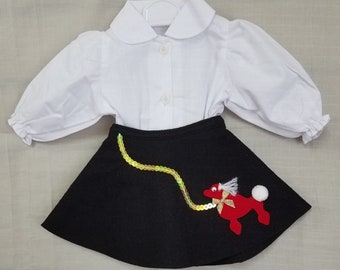 Poodle skirt set costume outfit for 18" doll