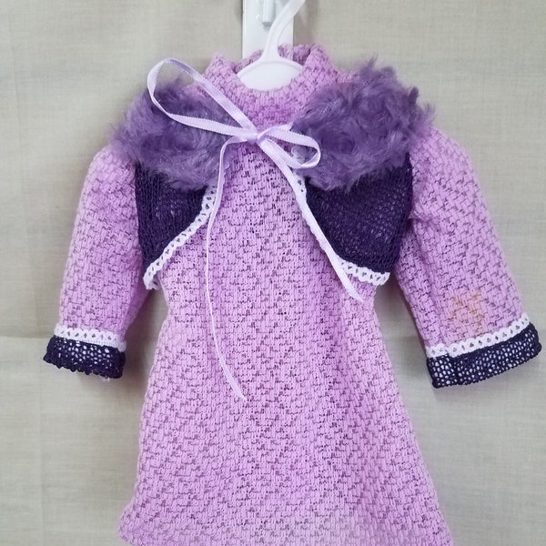 Fits Am Doll, Am Girl, 18" doll, dress w/fur crop jacket.