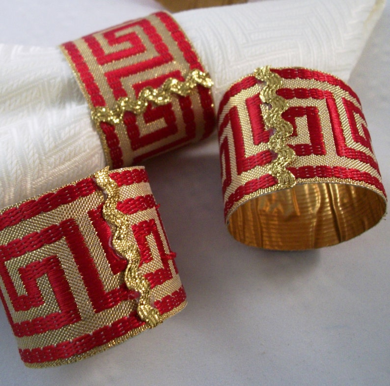 Classic Greek Key Ribbon Napkin Rings Etsy