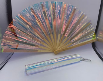 Transparent Holographic clack fan and holder combo