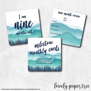 Mountain Monthly Milestone Cards / Baby Shower Gift / MC18
